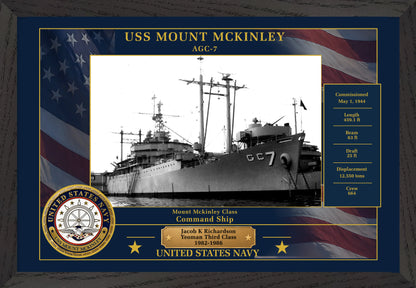 USS Mount Mckinley AGC-7 Framed Patriotic Photo