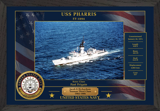 USS Pharris FF-1094 Framed Patriotic Photo