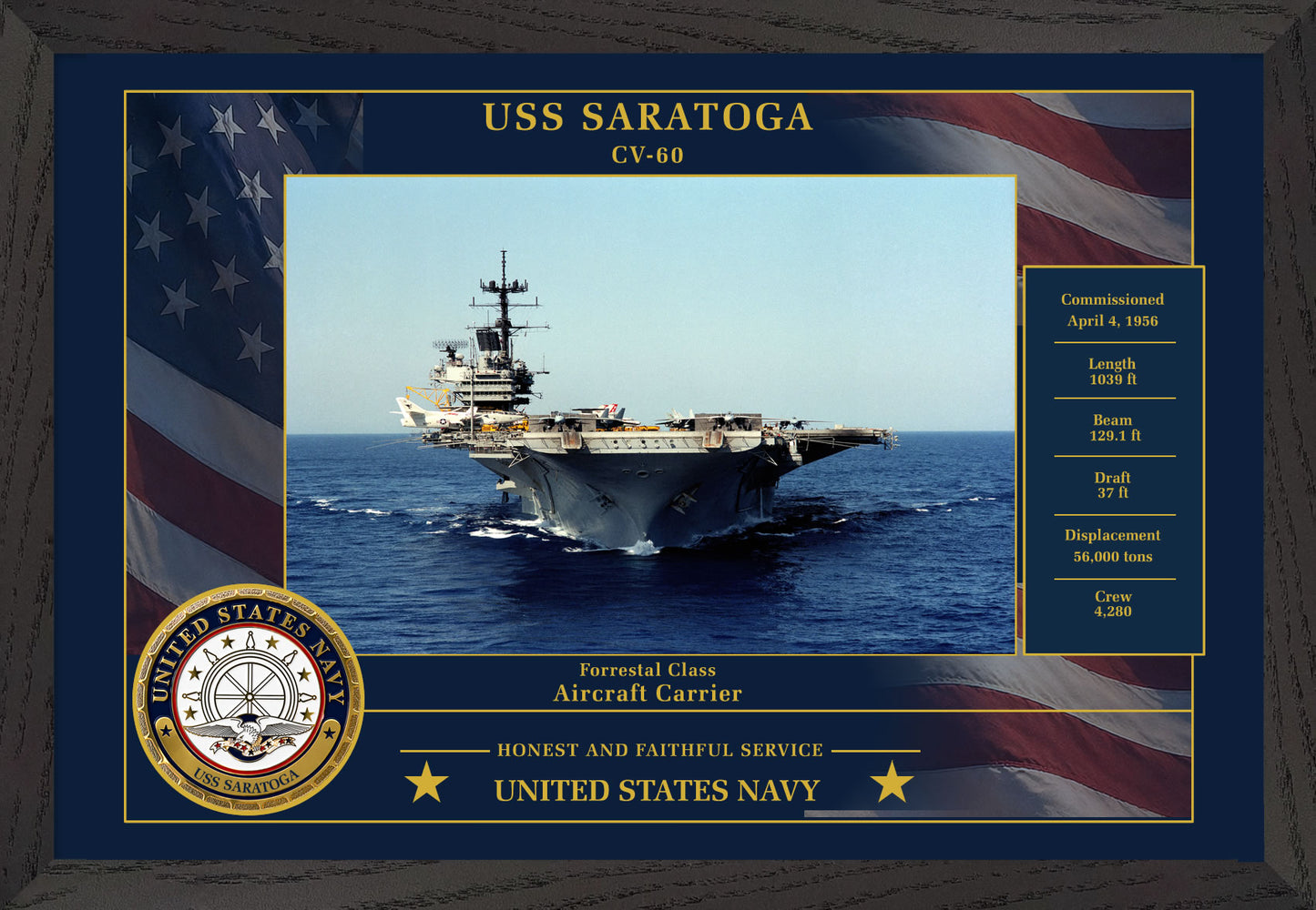 USS Saratoga CV-60 Framed Patriotic Photo
