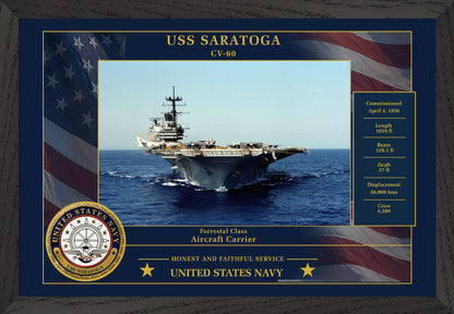 USS Saratoga CV-60 Framed Patriotic Photo