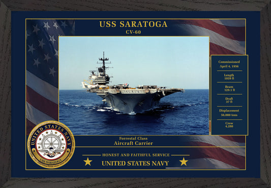 USS Saratoga CV-60 Framed Patriotic Photo
