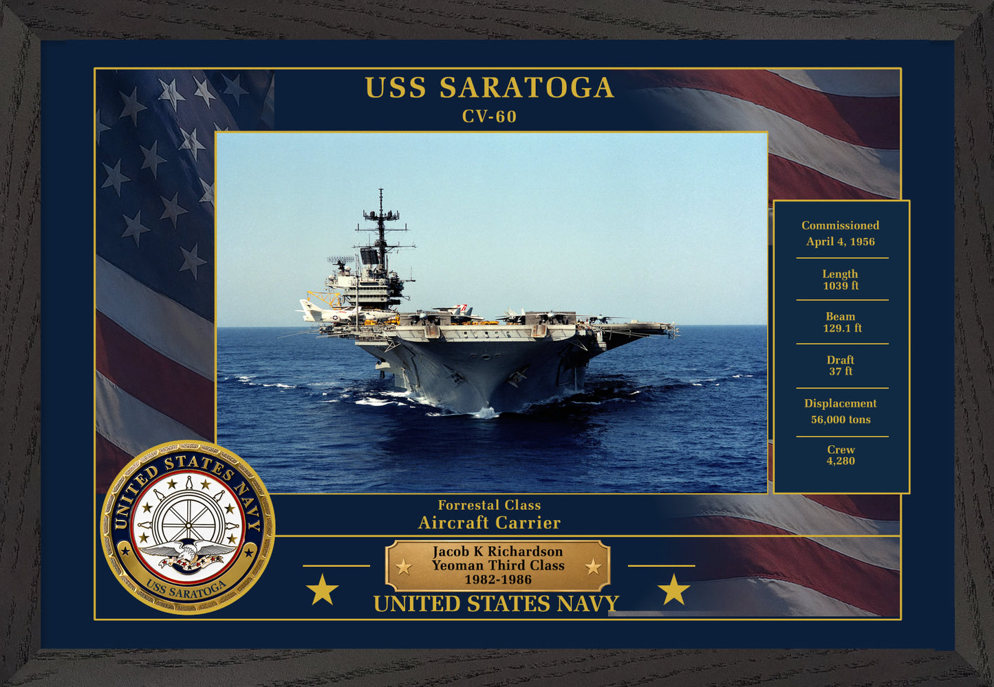 USS Saratoga CV-60 Framed Patriotic Photo