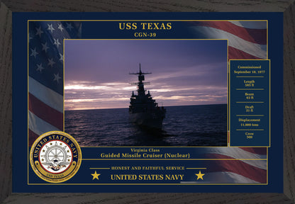 USS Texas CGN-39 Framed Patriotic Photo