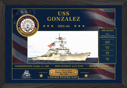 USS Gonzalez DDG-66 Framed Patriotic Art