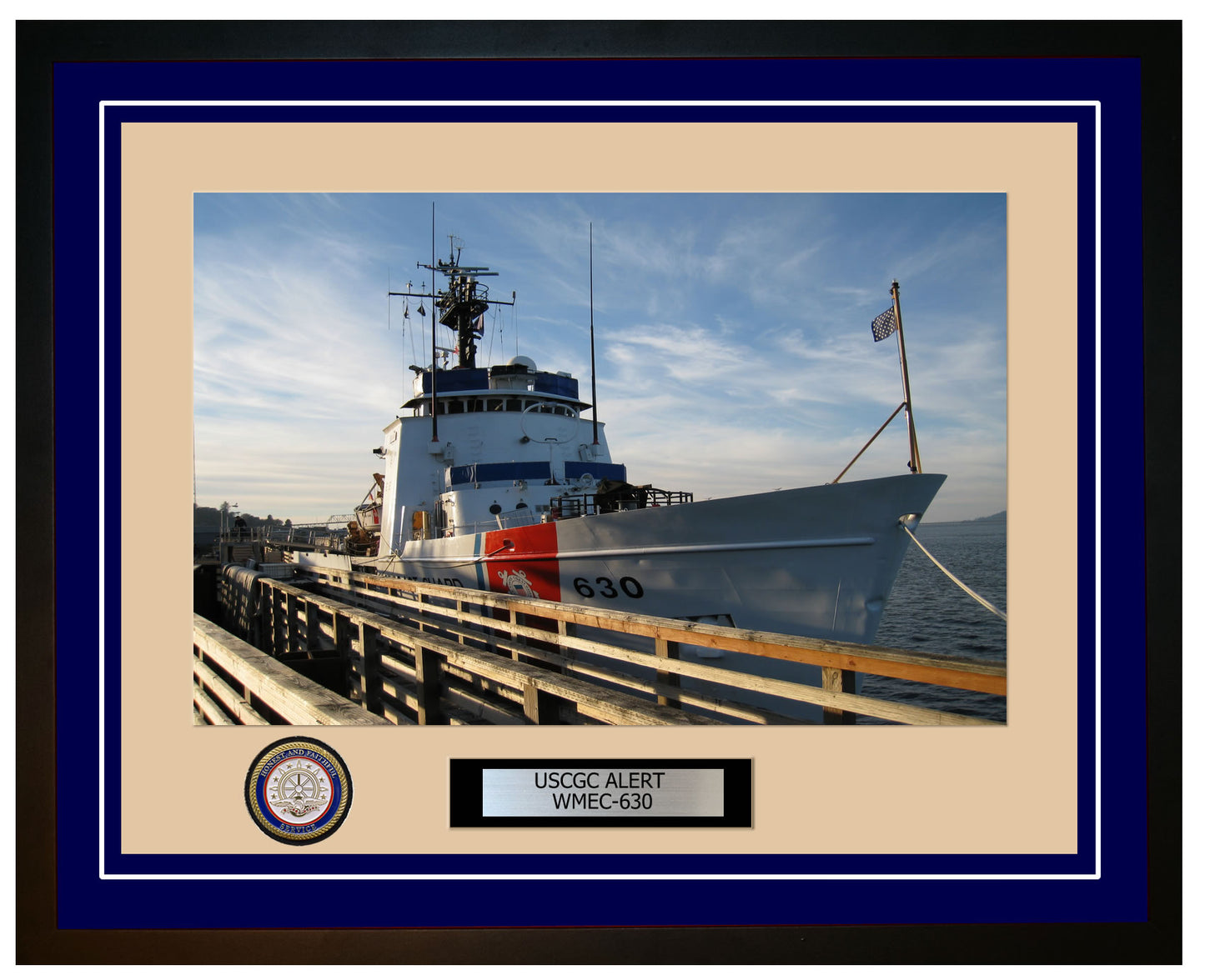 USCGC ALERT WMEC 630 Framed Coast Guard Ship Photo Blue 7WMEC630