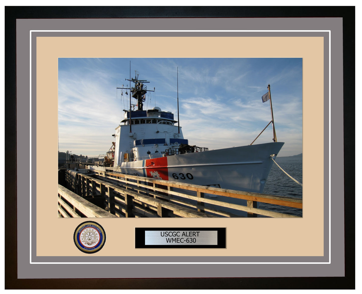 USCGC ALERT WMEC 630 Framed Coast Guard Ship Photo Grey 7WMEC630