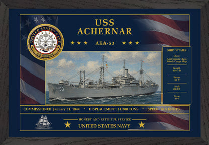 USS Achernar AKA-53 Framed Patriotic Art