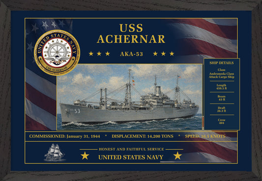 USS Achernar AKA-53 Framed Patriotic Art