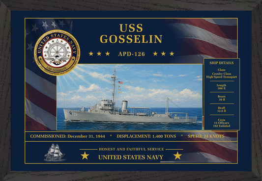 USS Gosselin APD-126 Framed Patriotic Art