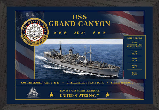 USS Grand Canyon AD-28 Framed Patriotic Art