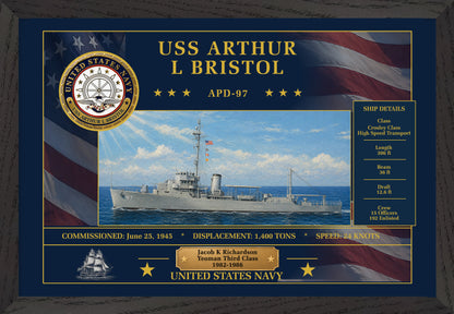 USS Arthur L Bristol APD-97 Framed Patriotic Art