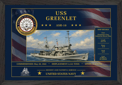 USS Greenlet ASR-10 Framed Patriotic Art