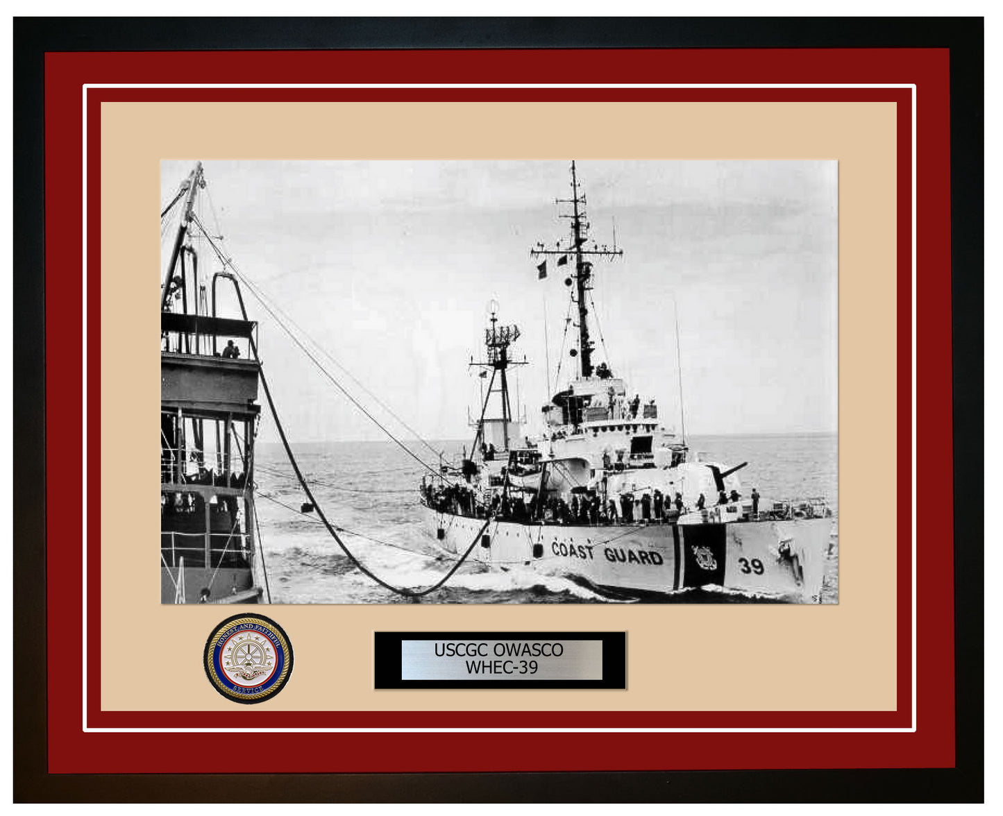 USCGC OWASCO WHEC 39 Framed Coast Guard Ship Photo Burgundy 82WHEC39