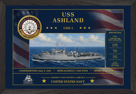 USS Ashland LSD-1 Framed Patriotic Art