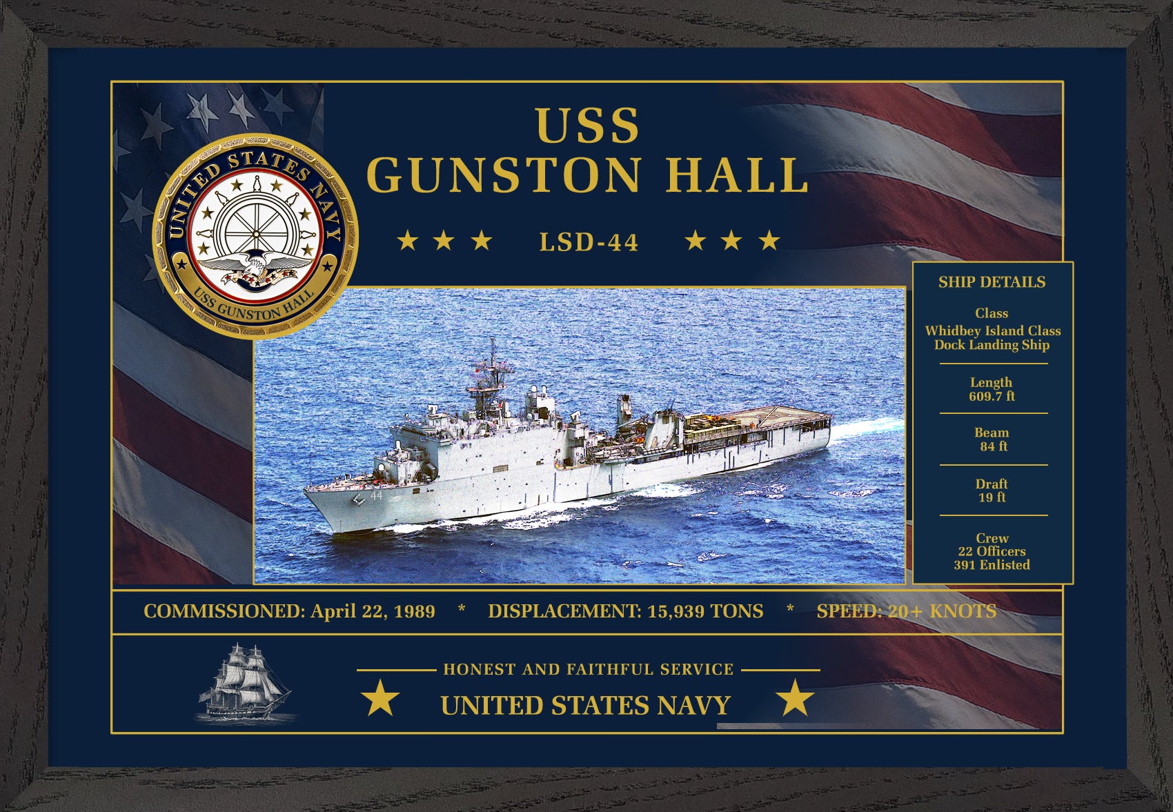 USS Gunston Hall LSD-44 Framed Patriotic Art
