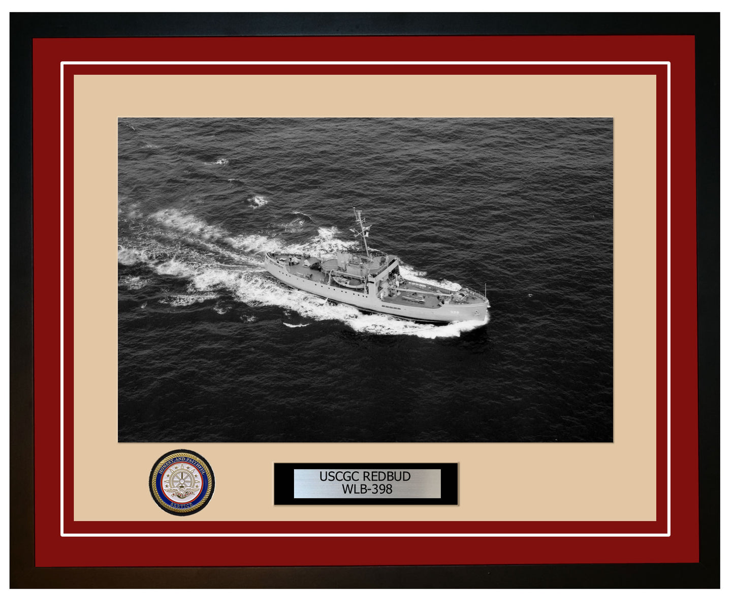 USCGC REDBUD WLB 398 Framed Coast Guard Ship Photo Burgundy 83WLB398