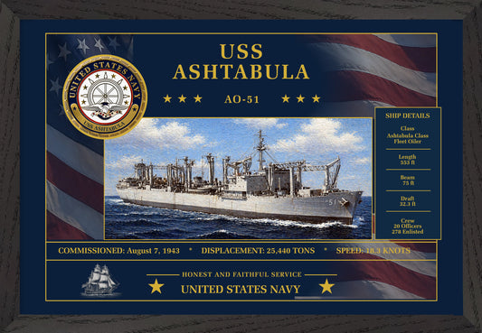 USS Ashtabula AO-51 Framed Patriotic Art