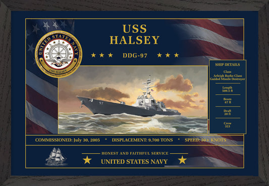 USS Halsey DDG-97 Framed Patriotic Art