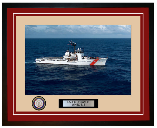 USCGC RELIANCE WMEC 615 Framed Coast Guard Ship Photo Burgundy 86WMEC615