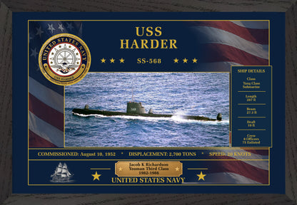 USS Harder SS-568 Framed Patriotic Art