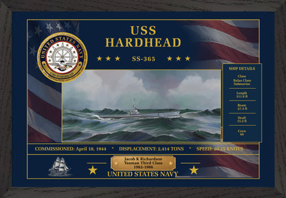 USS Hardhead SS-365 Framed Patriotic Art