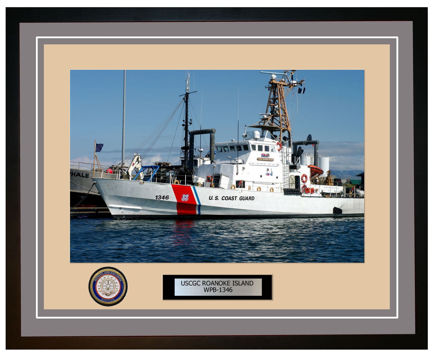 USCGC ROANOKE ISLAND WPB 1346 Framed Coast Guard Ship Photo Grey 87WPB1346