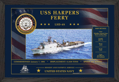 USS Harpers Ferry LSD-49 Framed Patriotic Art