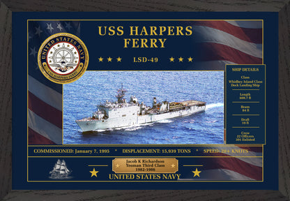 USS Harpers Ferry LSD-49 Framed Patriotic Art