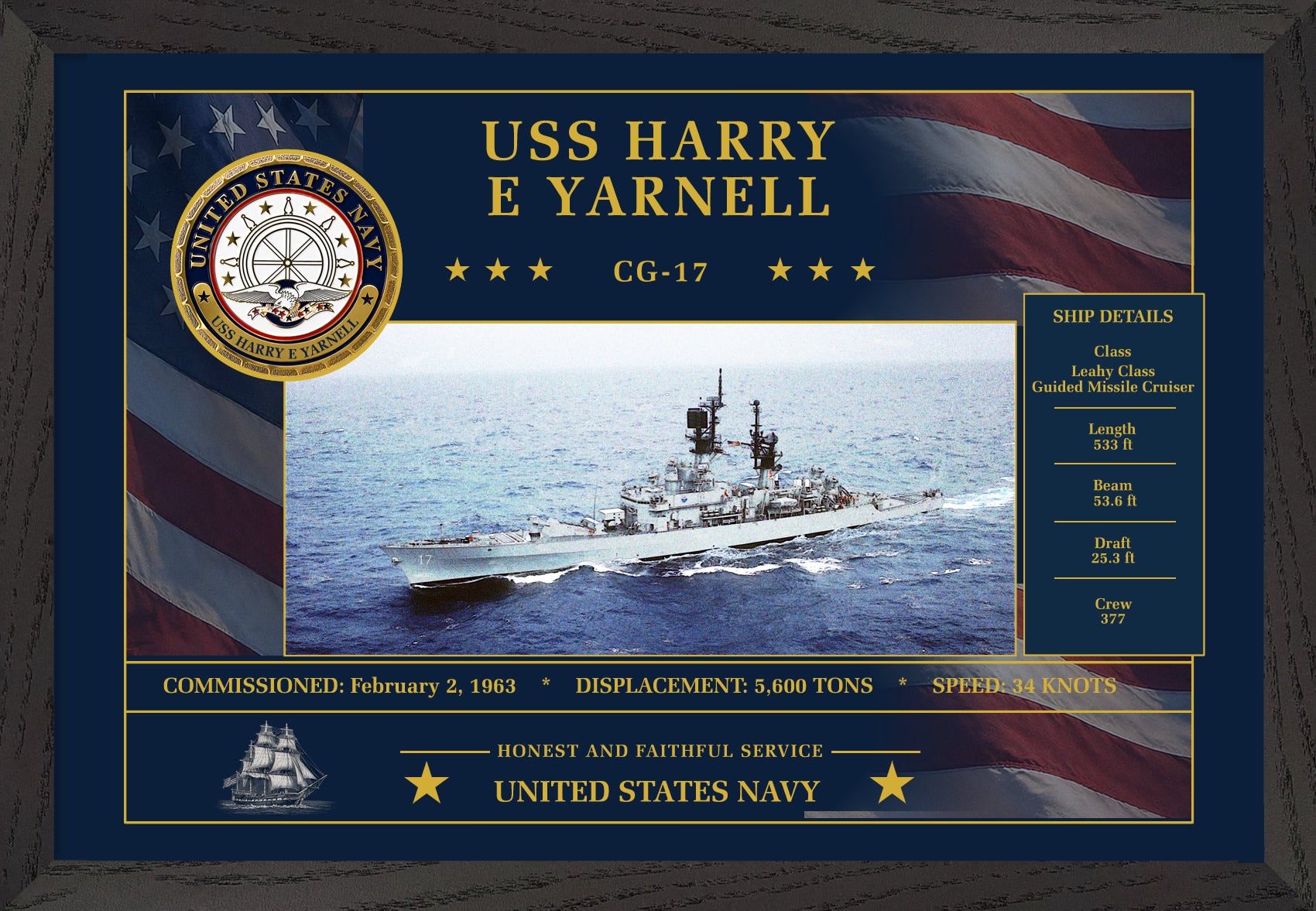 USS Harry E Yarnell CG-17 Framed Patriotic Art