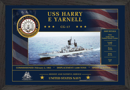 USS Harry E Yarnell CG-17 Framed Patriotic Art