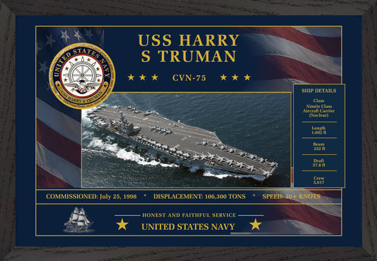 USS Harry S Truman CVN-75 Framed Patriotic Art