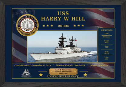 USS Harry W Hill DD-986 Framed Patriotic Art