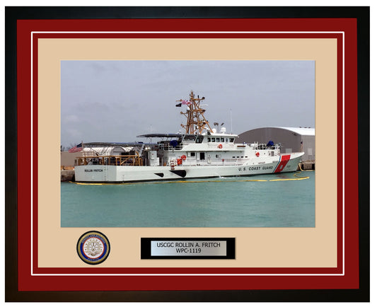 USCGC ROLLIN A. FRITCH WPC 1119 Framed Coast Guard Ship Photo Burgundy 88WPC1119