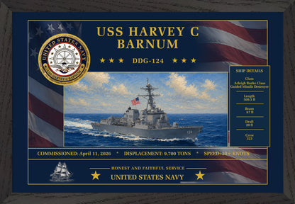 USS Harvey C Barnum DDG-124 Framed Patriotic Art