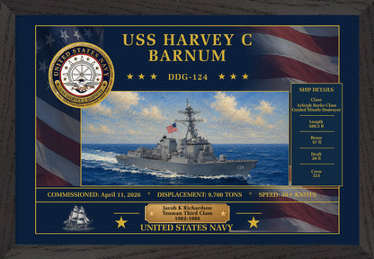 USS Harvey C Barnum DDG-124 Framed Patriotic Art