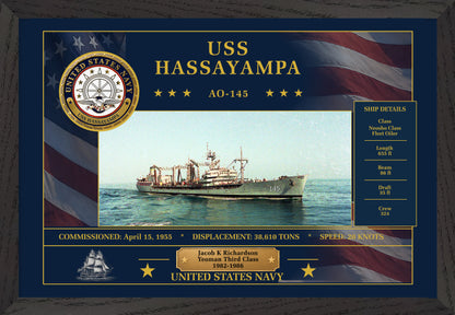 USS Hassayampa AO-145 Framed Patriotic Art