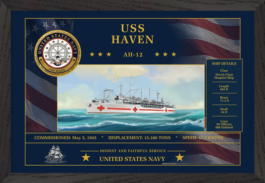 USS Haven AH-12 Framed Patriotic Art