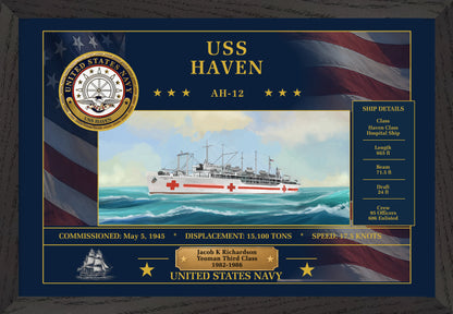 USS Haven AH-12 Framed Patriotic Art