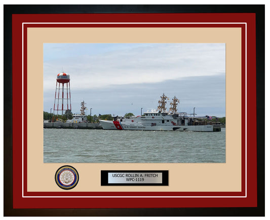 USCGC ROLLIN A. FRITCH WPC 1119 Framed Coast Guard Ship Photo Burgundy 89WPC1119