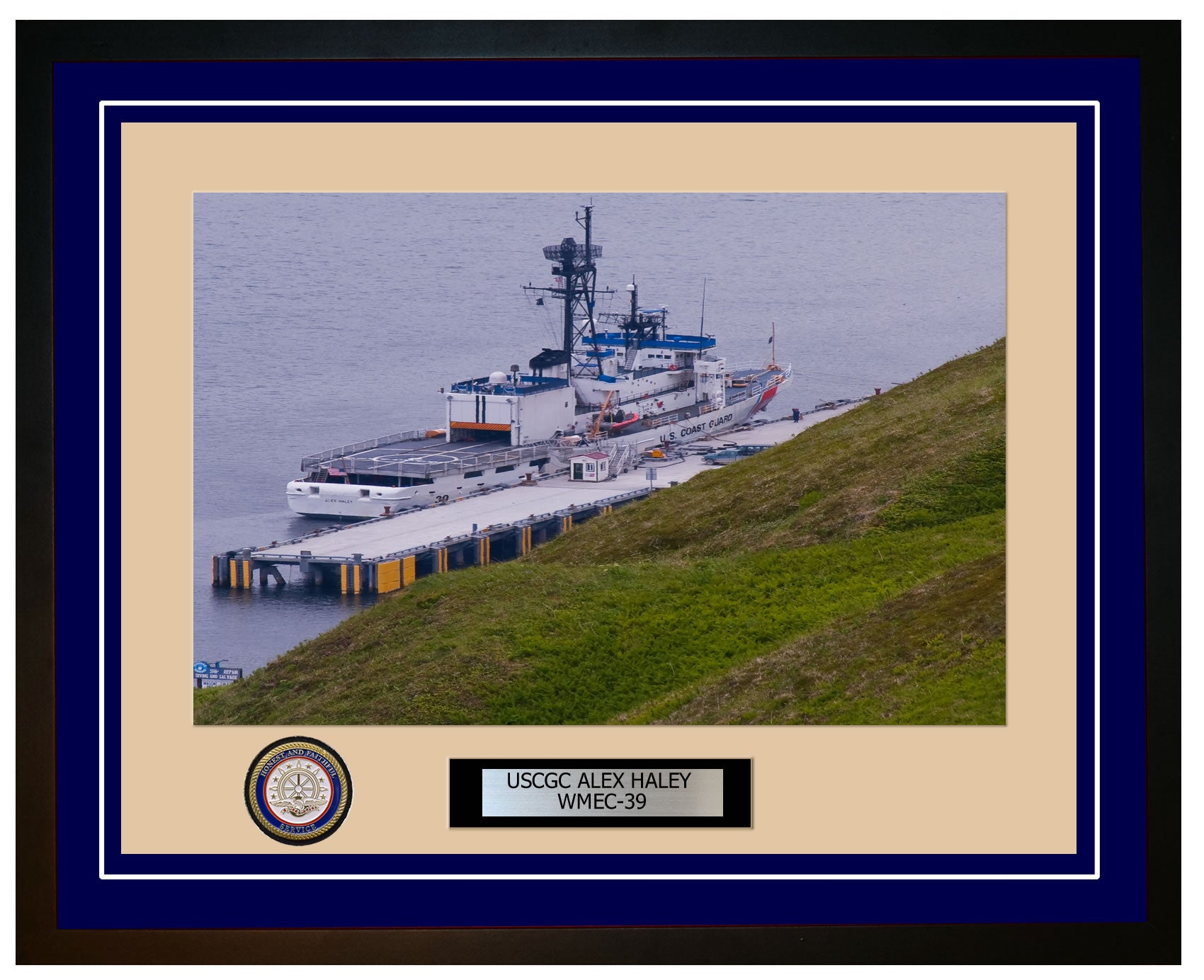 USCGC ALEX HALEY WMEC 39 Framed Coast Guard Ship Photo Blue 8WMEC39