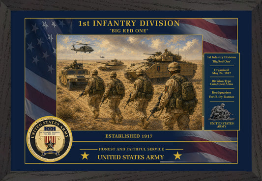 1st Infantry Division Framed Patriotic Army Art