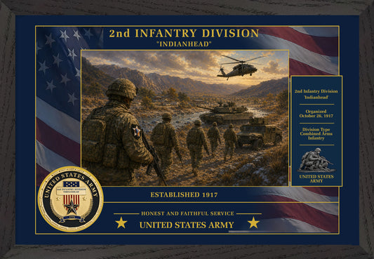 2nd Infantry Division Framed Patriotic Army Art