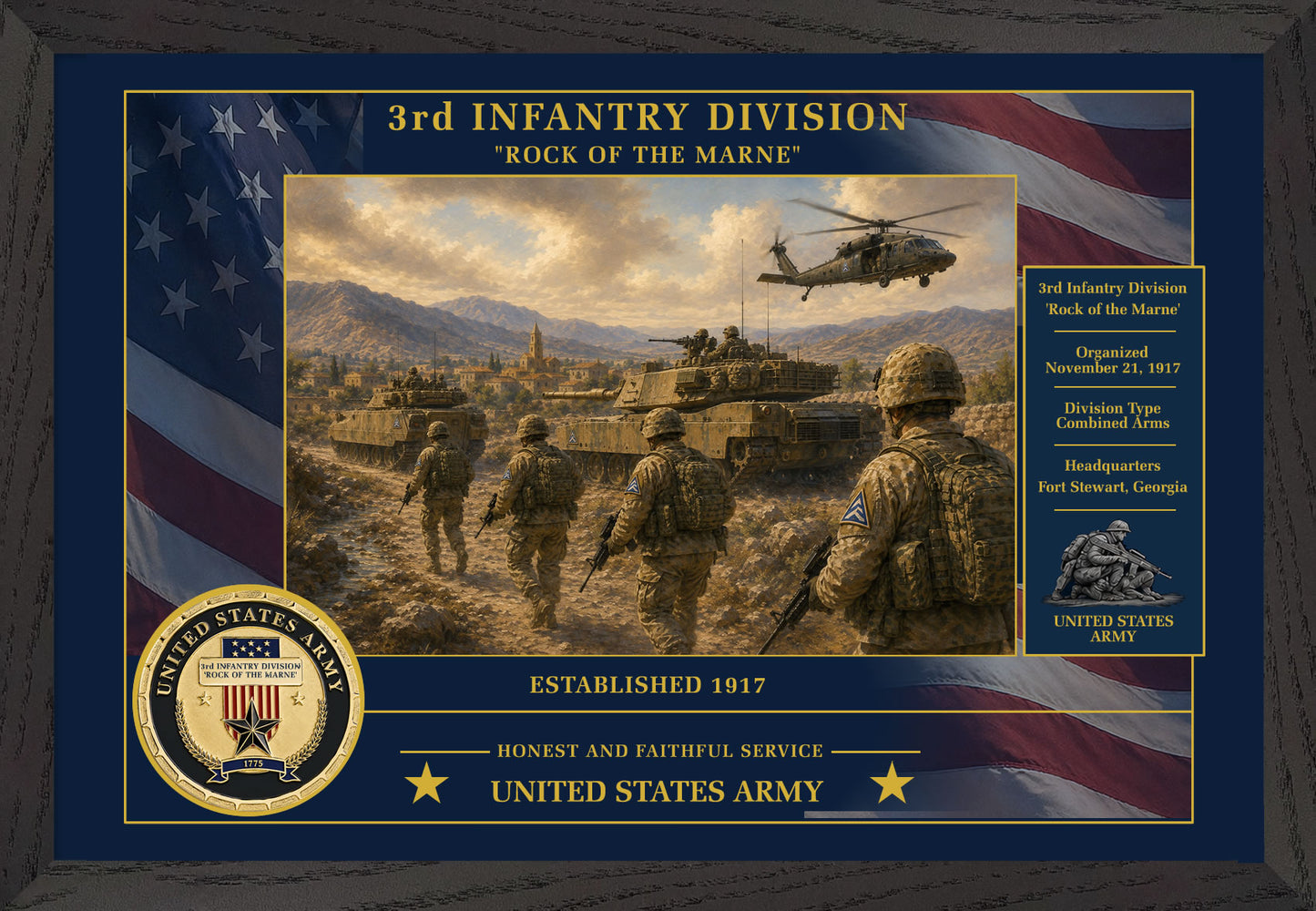 3rd Infantry Division Framed Patriotic Army Art