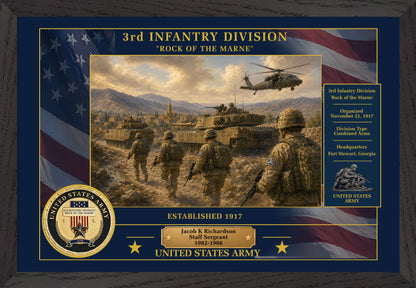 3RD INFANTRY DIVISION FRAMED PATRIOTIC ARMY ART - 9005