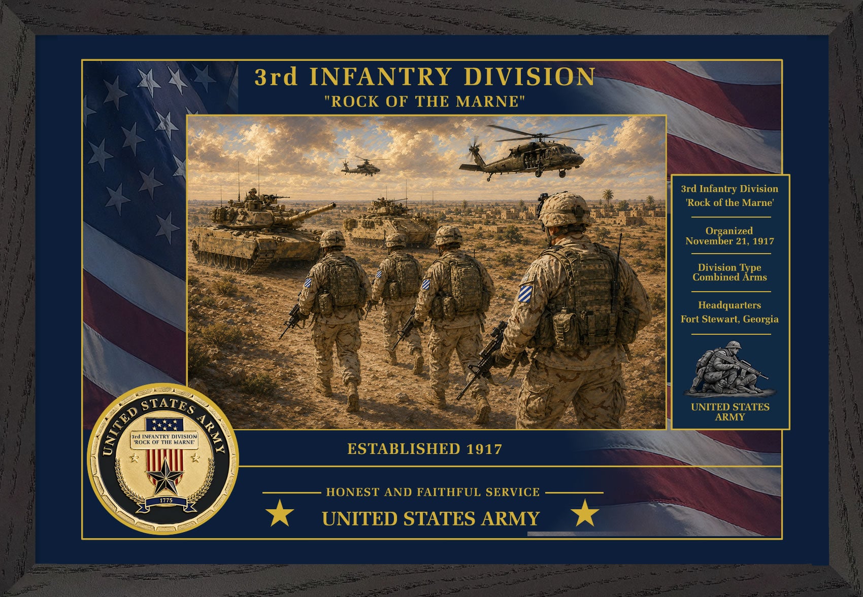 3rd Infantry Division Framed Patriotic Army Art