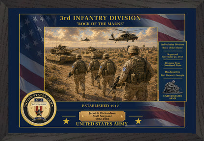 3RD INFANTRY DIVISION FRAMED PATRIOTIC ARMY ART - 9006
