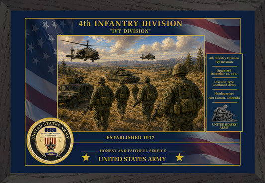 4th Infantry Division Framed Patriotic Army Art