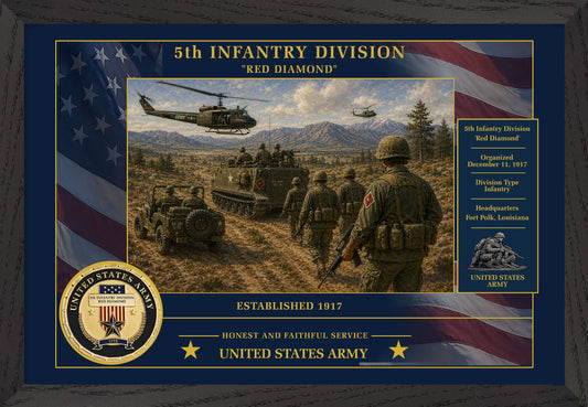 5th Infantry Division Framed Patriotic Army Art