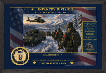 6th Infantry Division Framed Patriotic Army Art