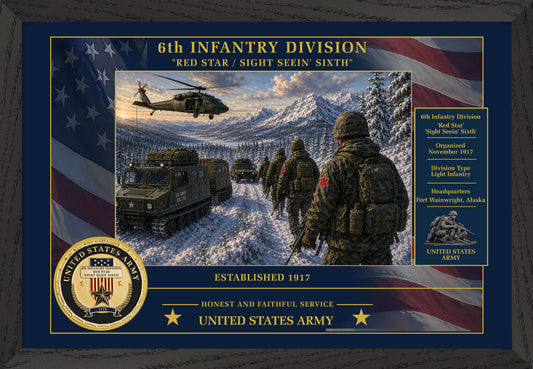 6th Infantry Division Framed Patriotic Army Art